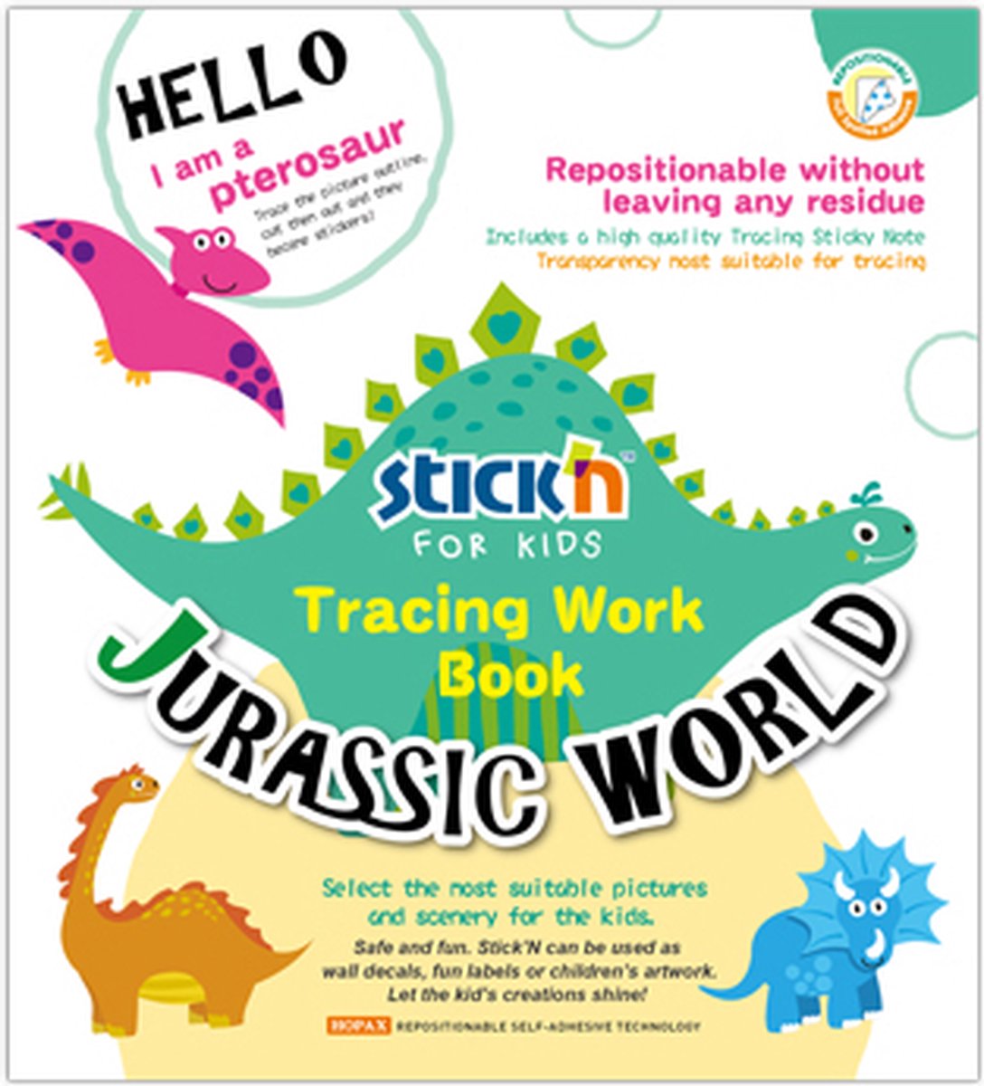 Stickn Werkboek - Jurassic World Dino Tekenen met Overtrekpapier: Creatief en educatief werkboek voor kinderen met dinosaurusafbeeldingen en overtrekpapier